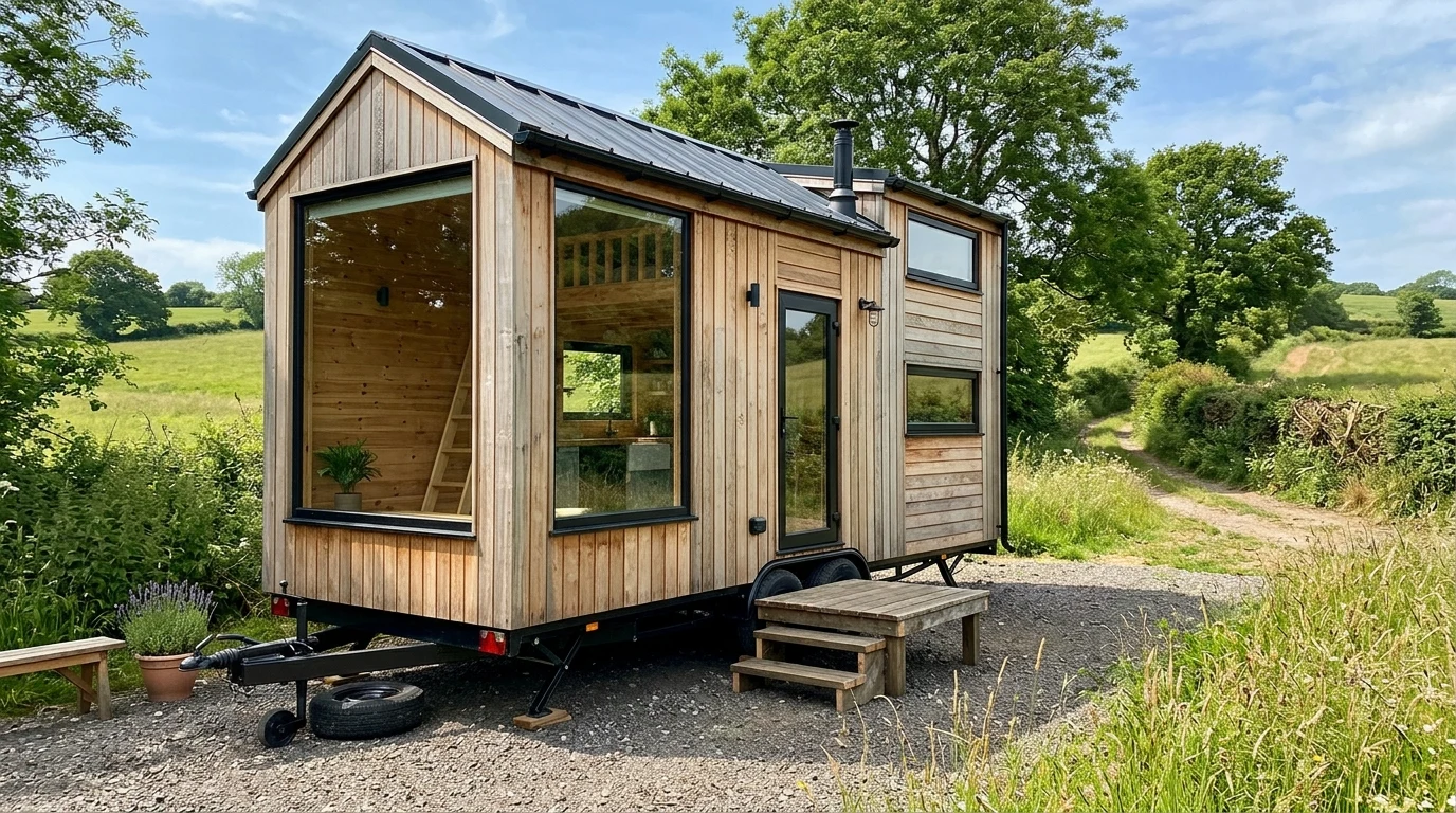 Magdala Tiny Homes: 2026 Custom Builder Review & Pricing 2 Custom Magdala tiny home on trailer chassis in countryside setting