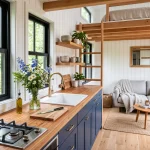 Modern tiny house interior beautifully staged for sale (AI Generated Image)